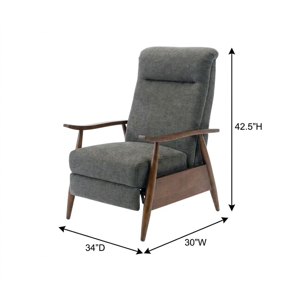 Wood Arm Push Back Recliner Chair with Polyester Upholstery for Living Room