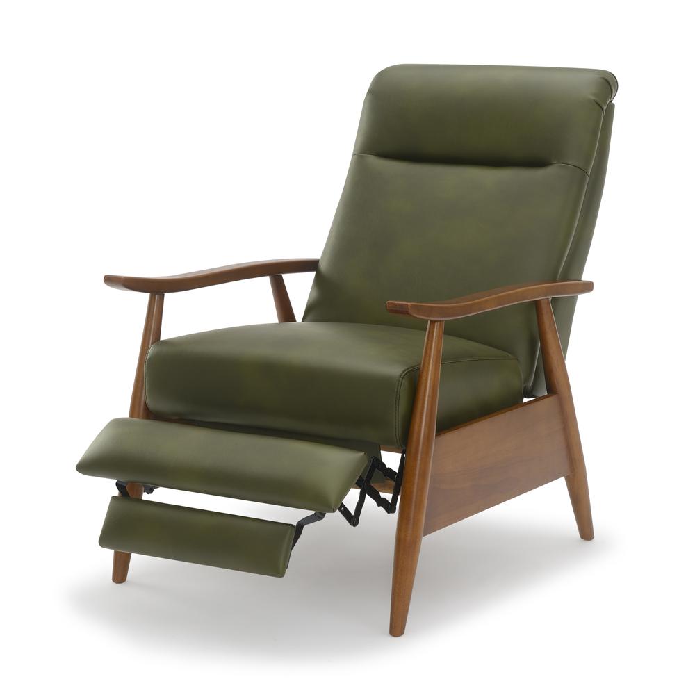 Solaris Wood Arm Push Back Recliner - Fern Green