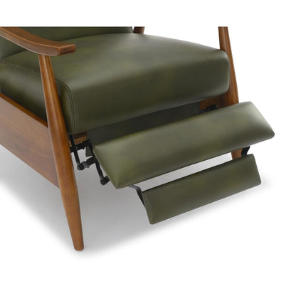 Solaris Wood Arm Push Back Recliner - Fern Green