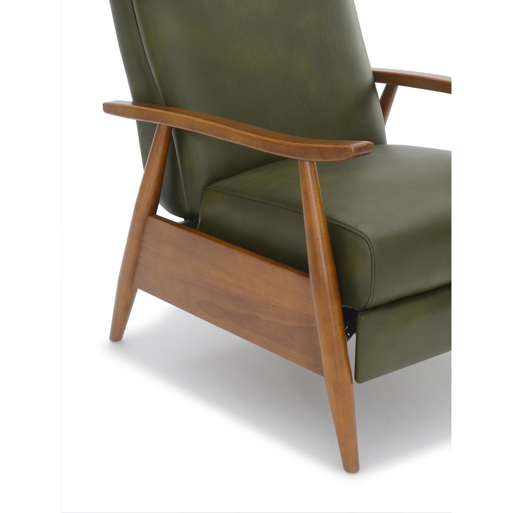 Solaris Wood Arm Push Back Recliner - Fern Green