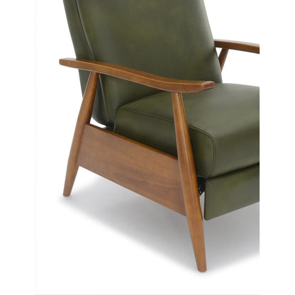 Solaris Wood Arm Push Back Recliner - Fern Green