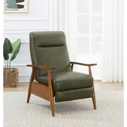 Solaris Wood Arm Push Back Recliner - Fern Green