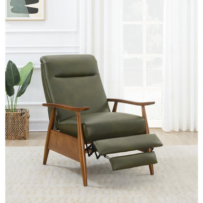 Solaris Wood Arm Push Back Recliner - Fern Green