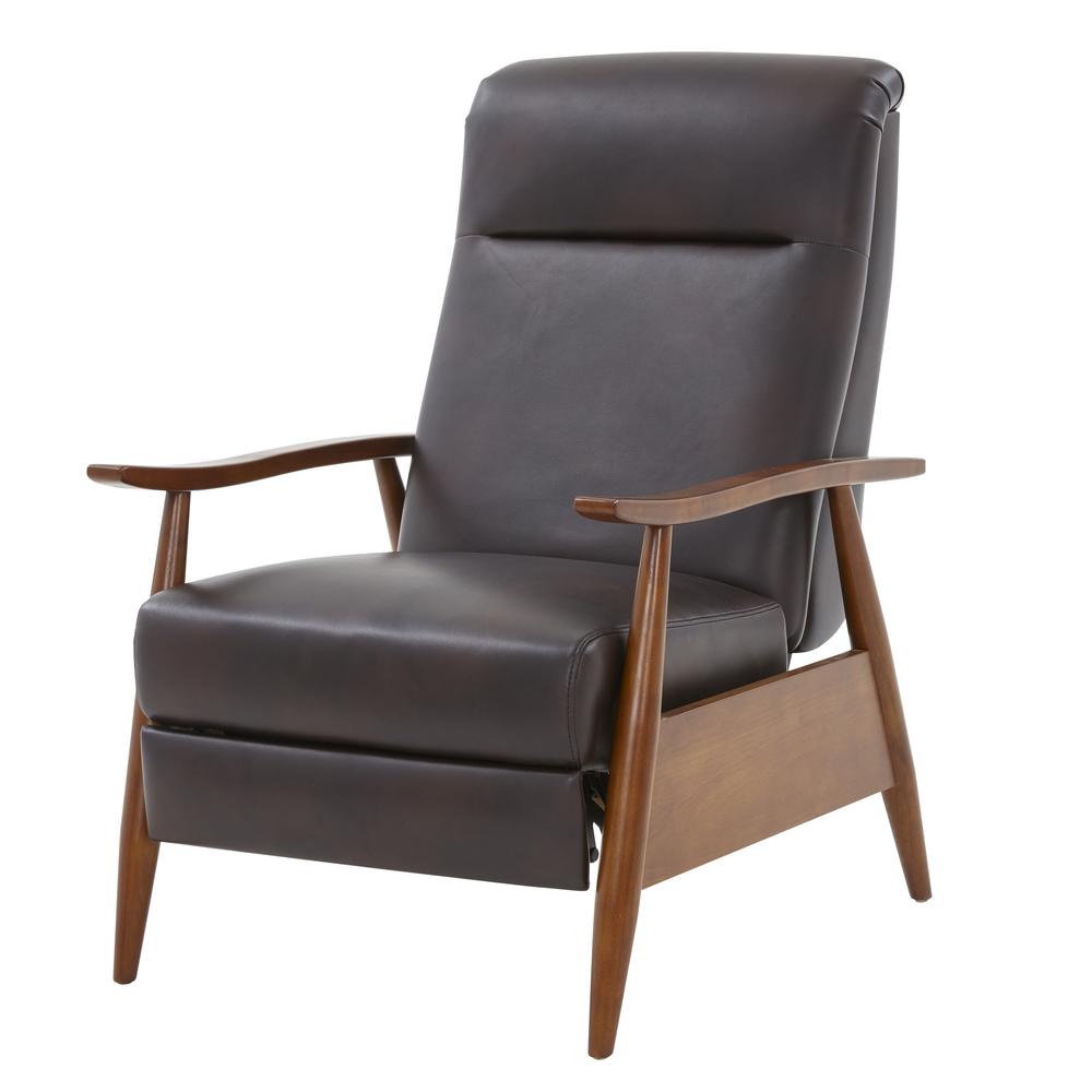 Solaris Wood Arm Push Back Recliner - Burnished Brown