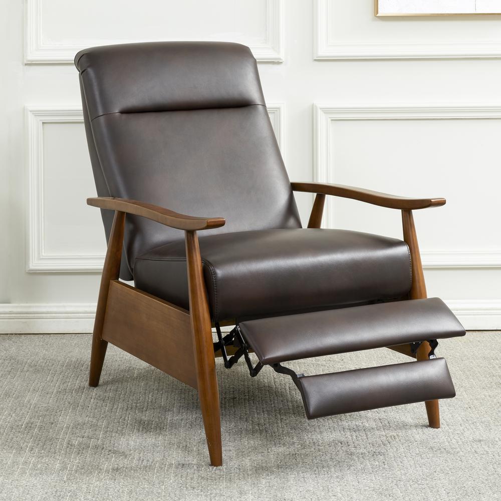 Solaris Wood Arm Push Back Recliner - Burnished Brown