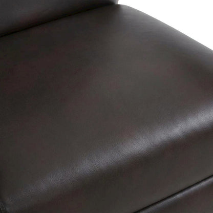 Semi-Leather Recliner Chair with Wood Arms, Push-Back for Living Room