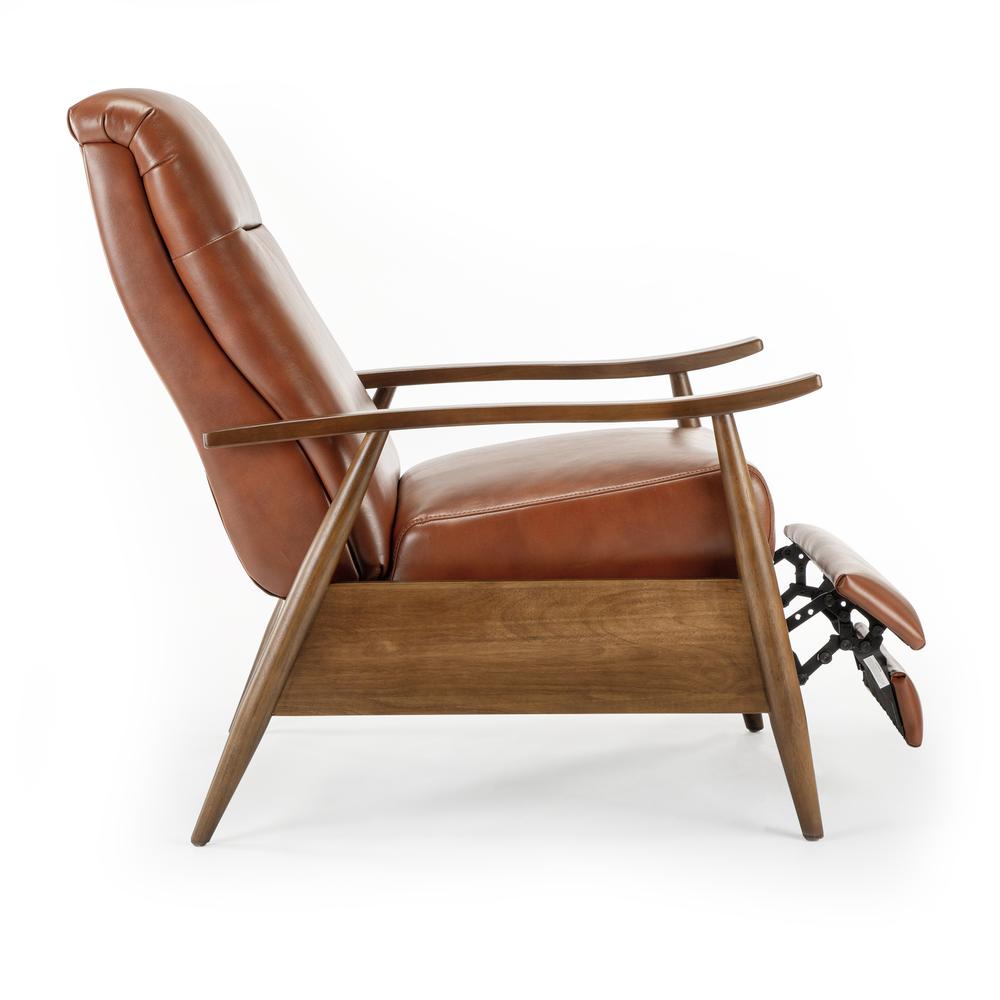 Solaris Wood Arm Push Back Recliner - Caramel