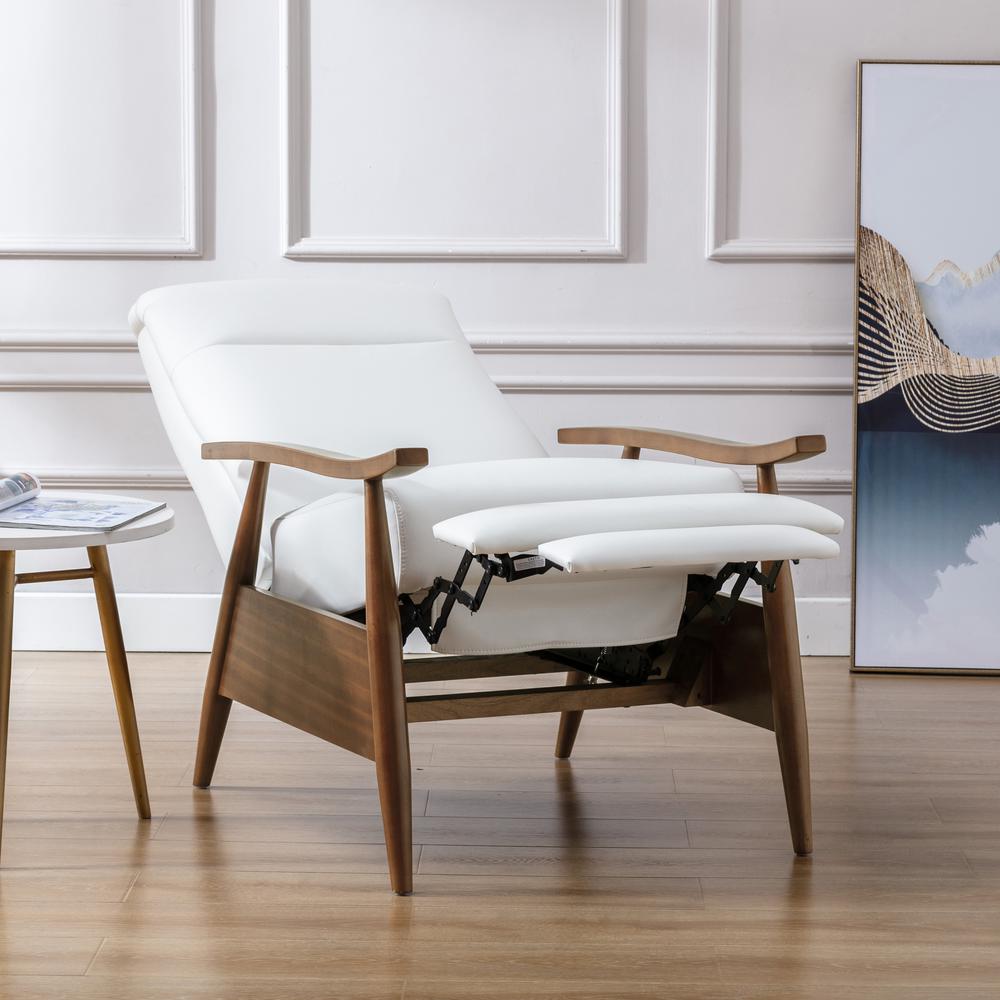 Solaris Wood Arm Push Back Recliner - Milky