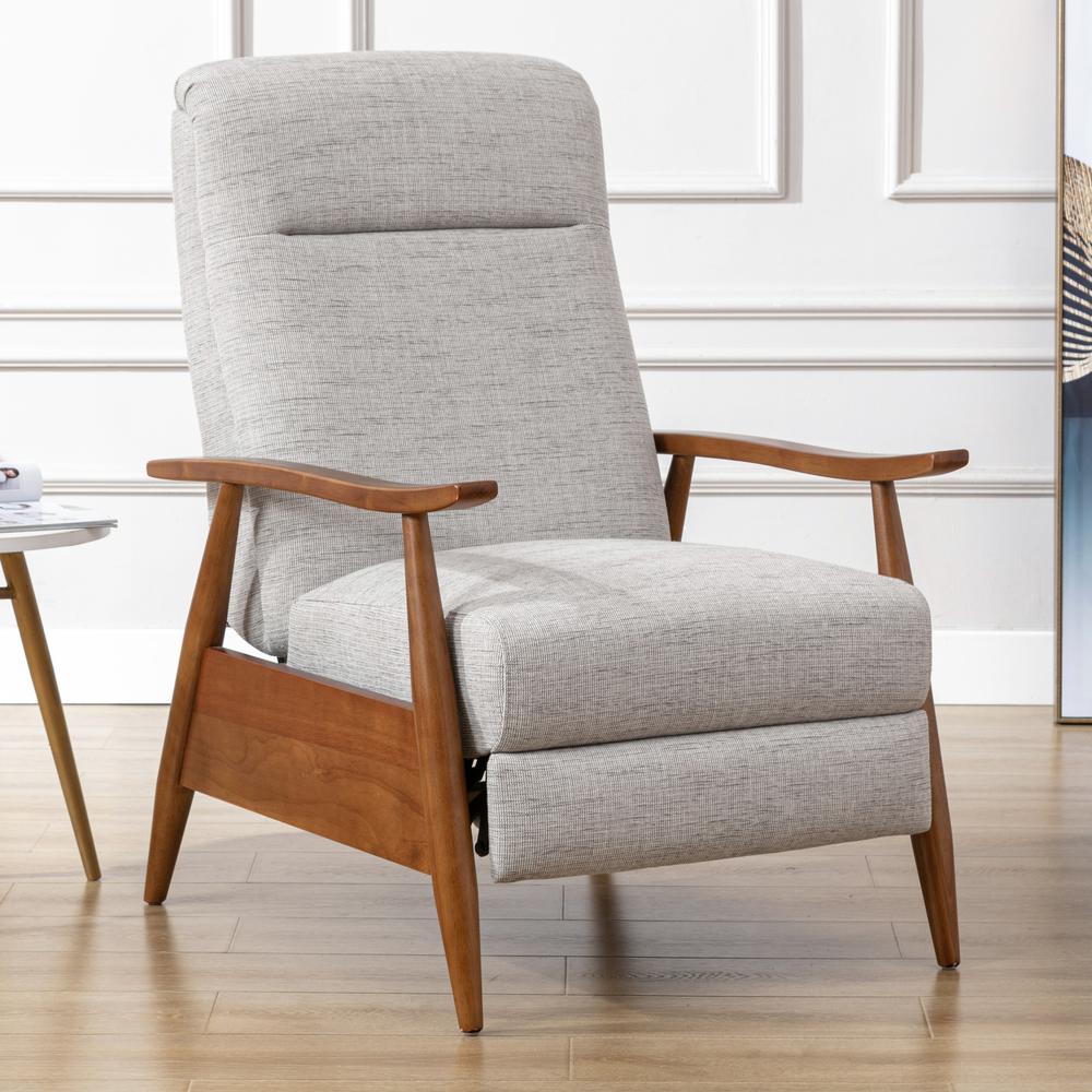 Terni Wood Arm Push Back Recliner in Performance Fabric - Sea Oat