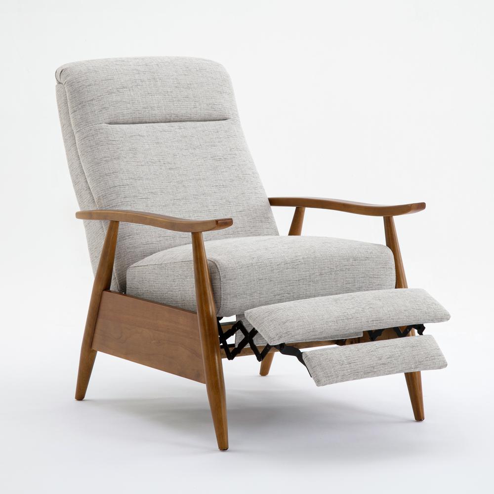 Terni Wood Arm Push Back Recliner in Performance Fabric - Sea Oat