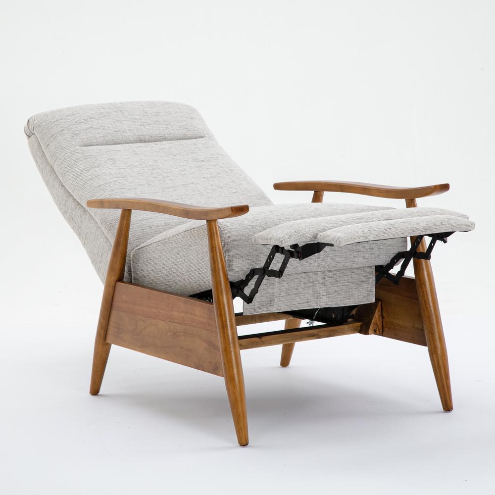 Terni Wood Arm Push Back Recliner in Performance Fabric - Sea Oat
