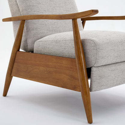 Terni Wood Arm Push Back Recliner in Performance Fabric - Sea Oat
