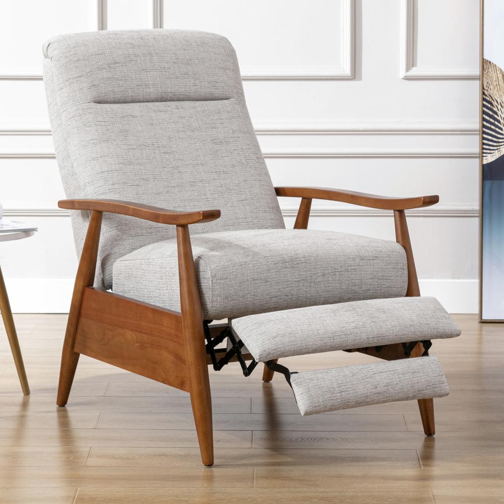 Terni Wood Arm Push Back Recliner in Performance Fabric - Sea Oat