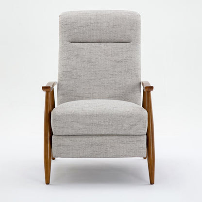 Terni Wood Arm Push Back Recliner in Performance Fabric - Sea Oat