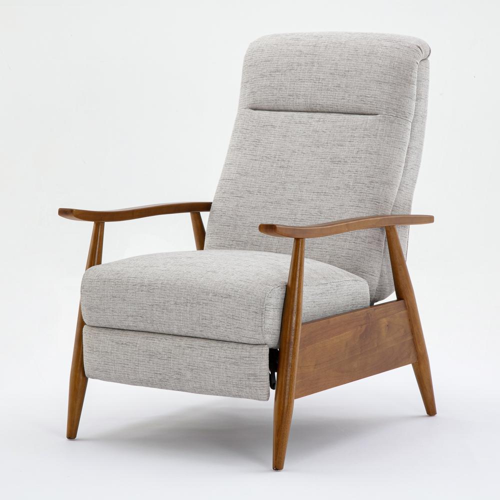 Terni Wood Arm Push Back Recliner in Performance Fabric - Sea Oat