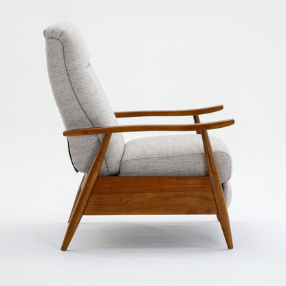 Terni Wood Arm Push Back Recliner in Performance Fabric - Sea Oat