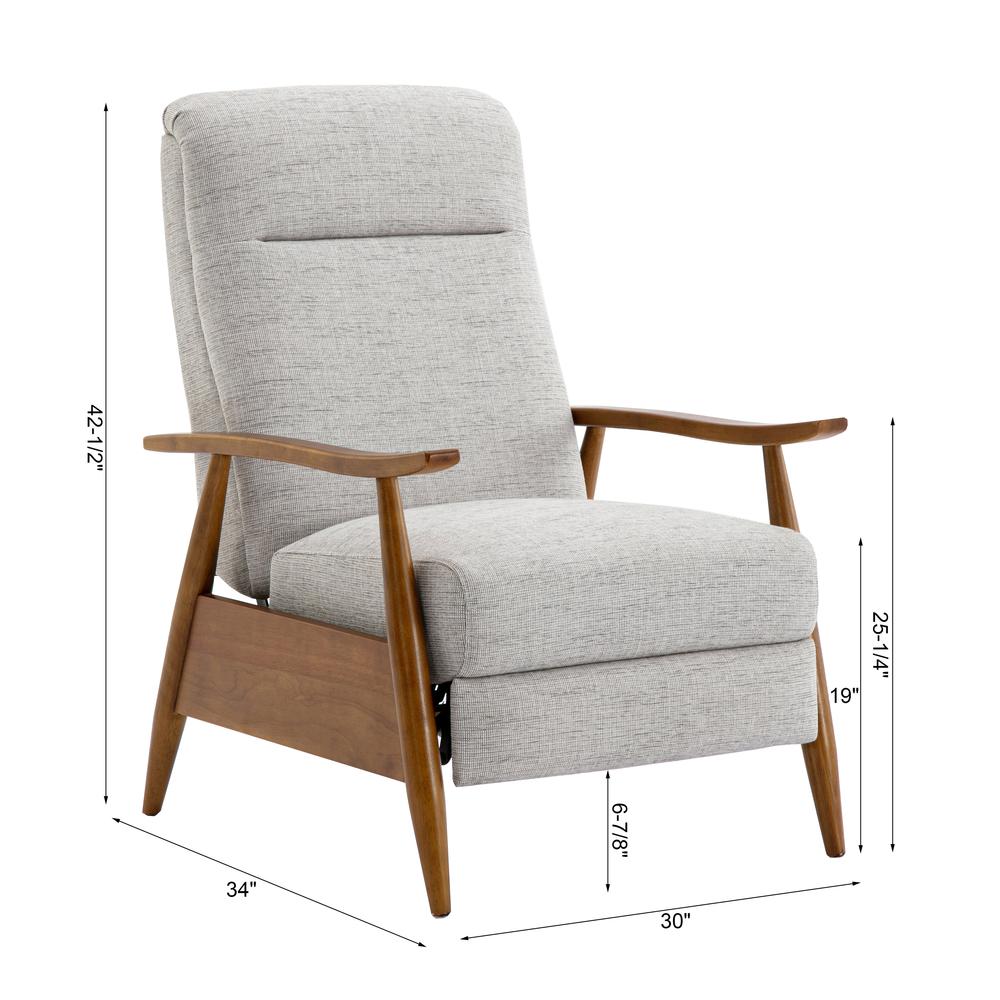 Terni Wood Arm Push Back Recliner in Performance Fabric - Sea Oat