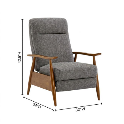 Performance Fabric Push Back Recliner Chair with Wood Arms for Living Room