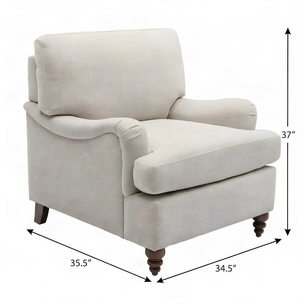 FurniFact Polyester Upholstered Armchair with English Roll Arms