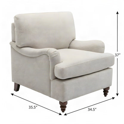 FurniFact Polyester Upholstered Armchair with English Roll Arms
