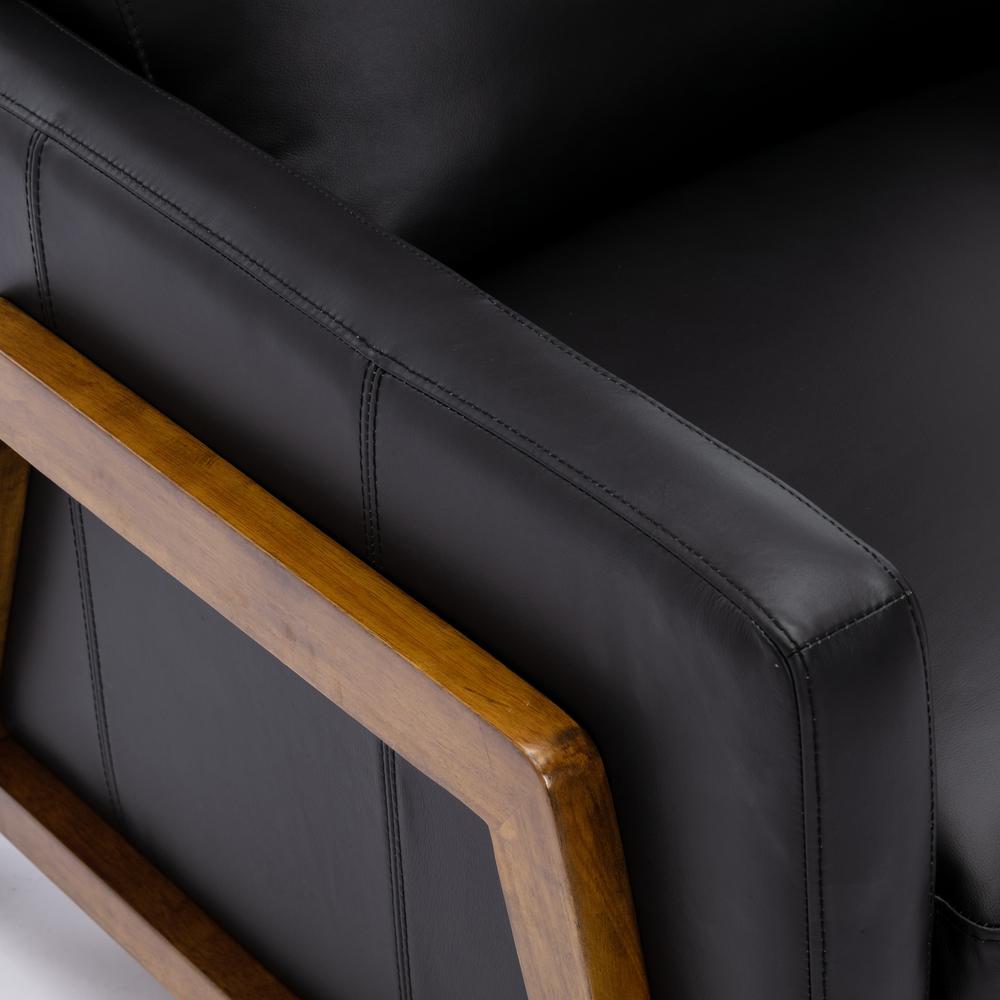 Reed Leather Push Back Recliner - Black