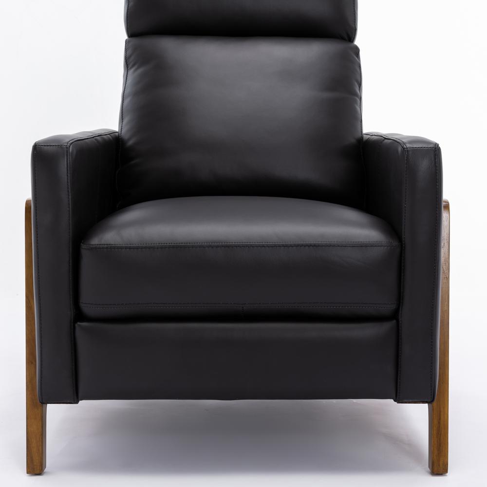 Reed Leather Push Back Recliner - Black