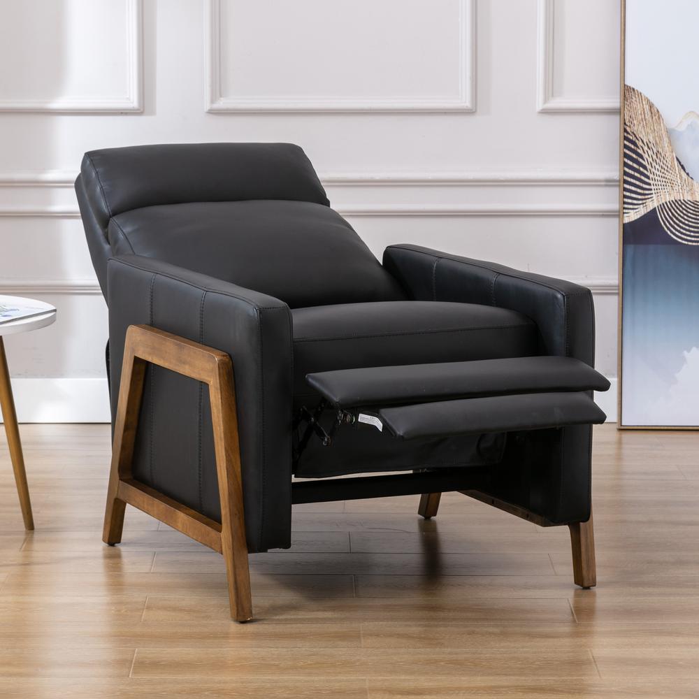 Reed Leather Push Back Recliner - Black