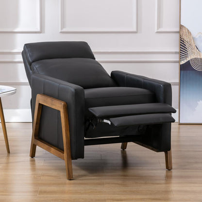 Reed Leather Push Back Recliner - Black