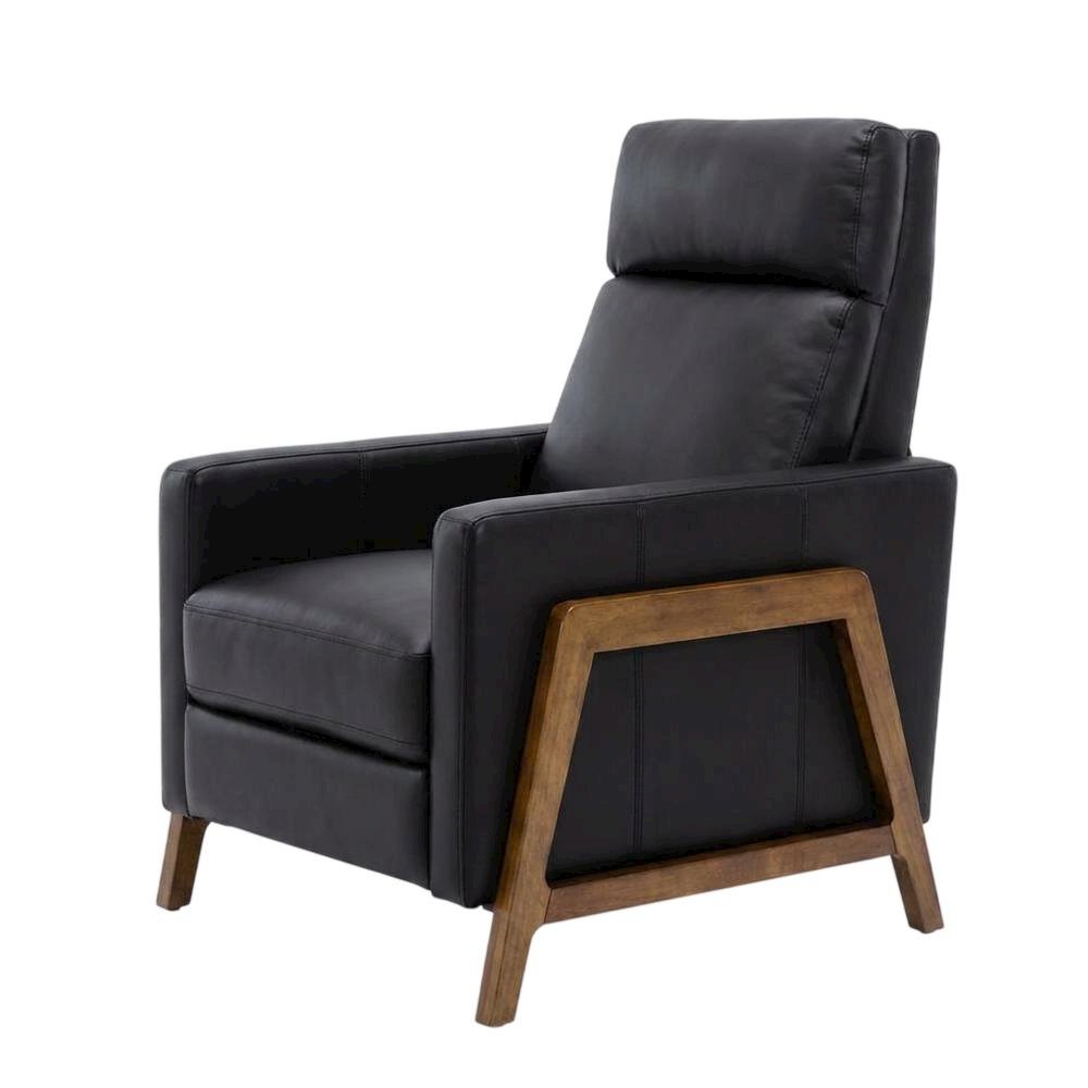 Top Grain Leather Push Back Recliner Chair with Hardwood Frame for Living Room