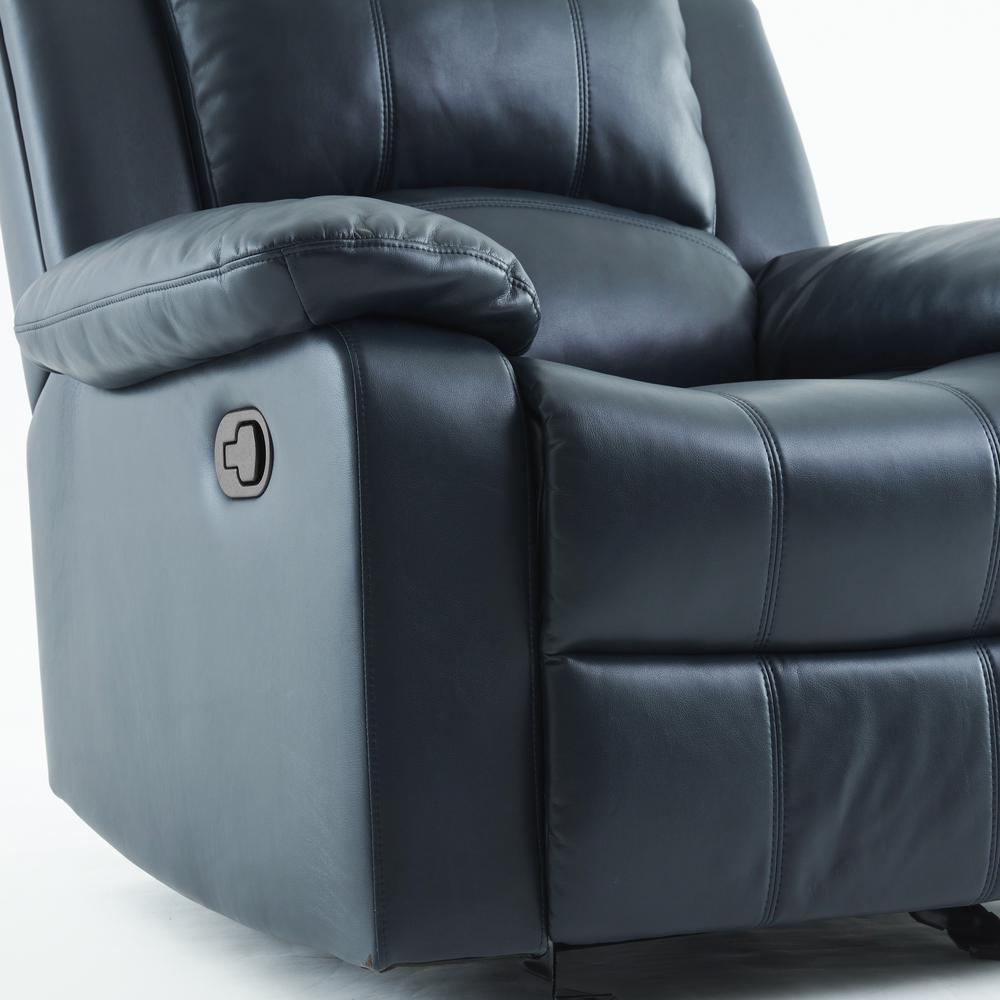 Clifton Midnight Blue Leather Gel Glider Rocker Recliner