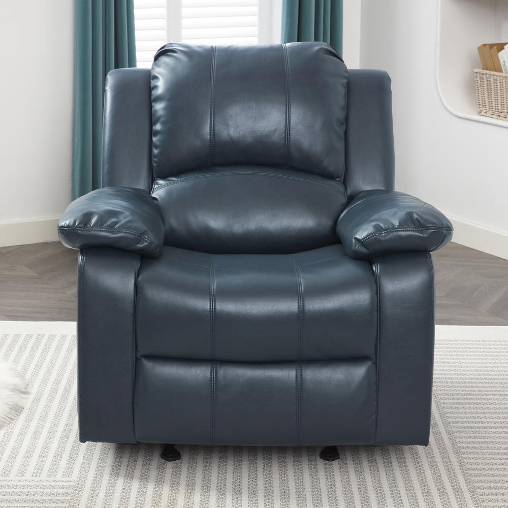 Clifton Midnight Blue Leather Gel Glider Rocker Recliner