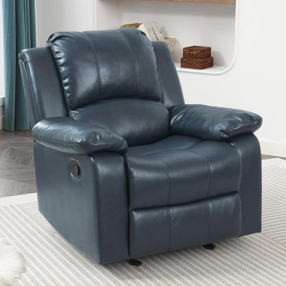 Clifton Midnight Blue Leather Gel Glider Rocker Recliner