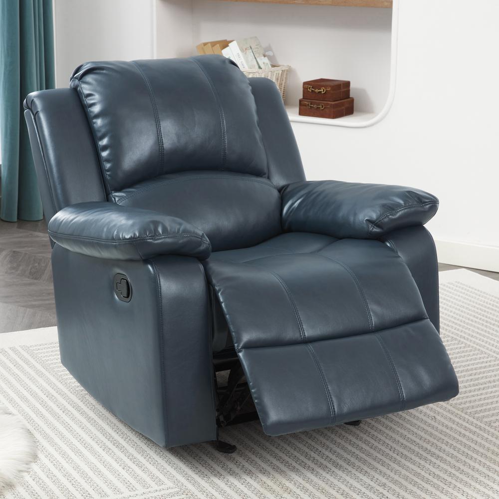 Clifton Midnight Blue Leather Gel Glider Rocker Recliner