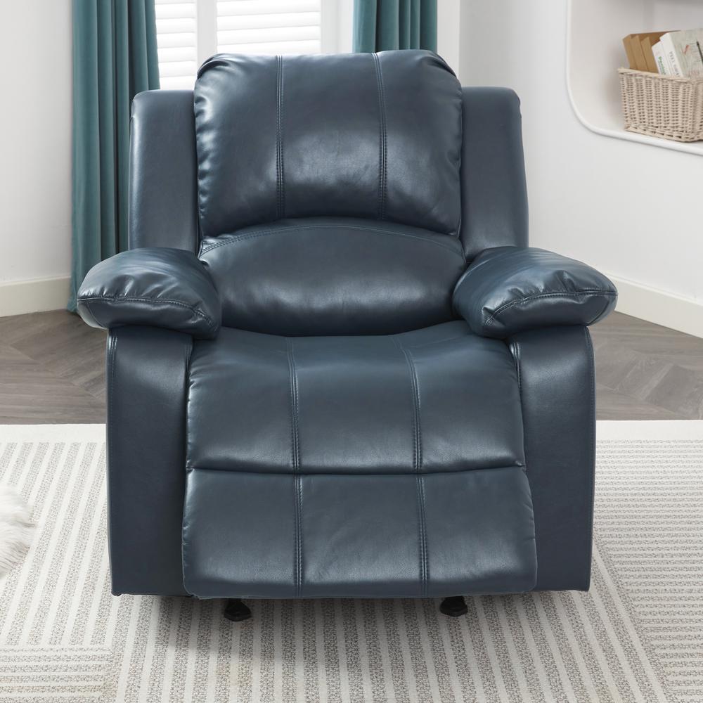 Clifton Midnight Blue Leather Gel Glider Rocker Recliner