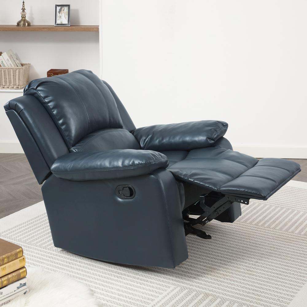 Clifton Midnight Blue Leather Gel Glider Rocker Recliner