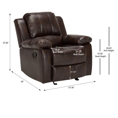 Clifton Burnished Brown Leather Gel Glider Rocker Recliner