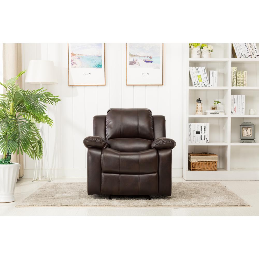Clifton Burnished Brown Leather Gel Glider Rocker Recliner