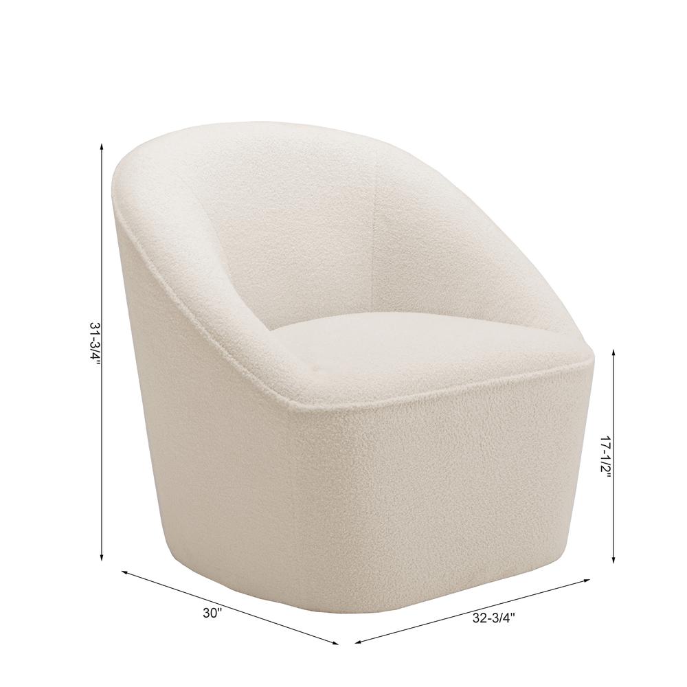 Andria Boucle Swivel Chair - Milky White
