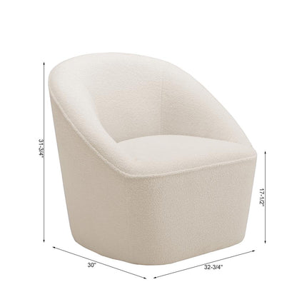 Andria Boucle Swivel Chair - Milky White