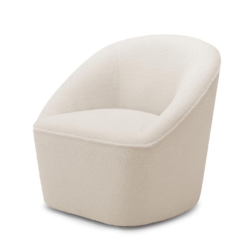 Andria Boucle Swivel Chair - Milky White