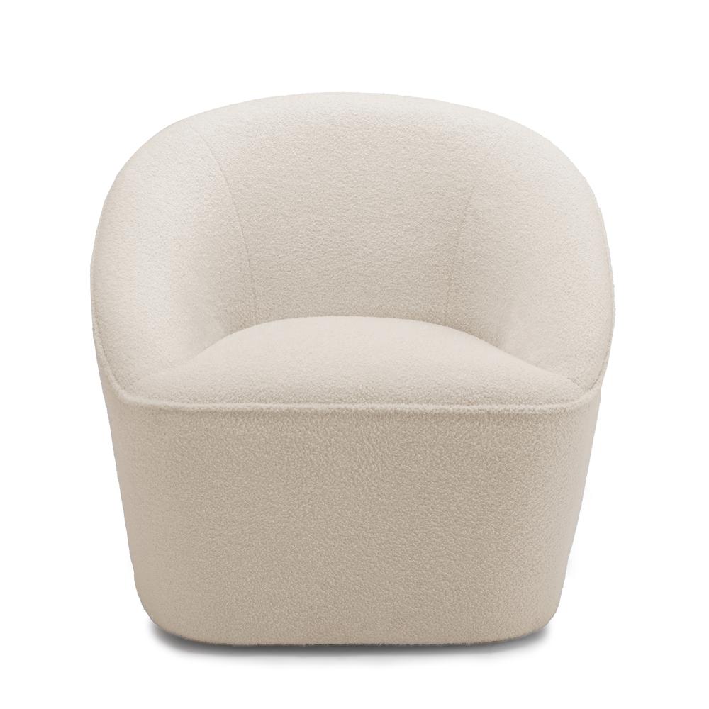 Andria Boucle Swivel Chair - Milky White