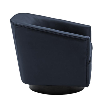 Gaven Midnight Blue Wood Base Swivel Chair