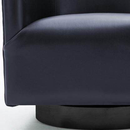 Gaven Midnight Blue Wood Base Swivel Chair