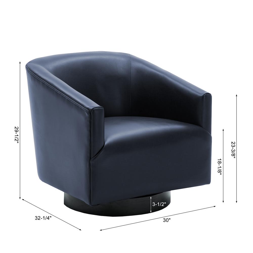 Gaven Midnight Blue Wood Base Swivel Chair