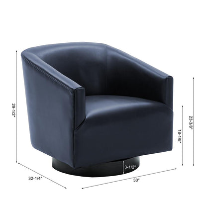 Gaven Midnight Blue Wood Base Swivel Chair