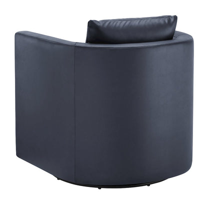 Sheldon Midnight Blue Faux Leather Swivel Barrel Chair