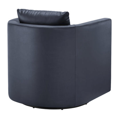 Sheldon Midnight Blue Faux Leather Swivel Barrel Chair