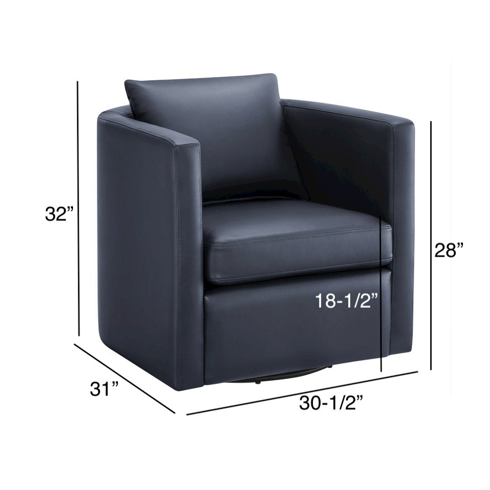 Sheldon Midnight Blue Faux Leather Swivel Barrel Chair