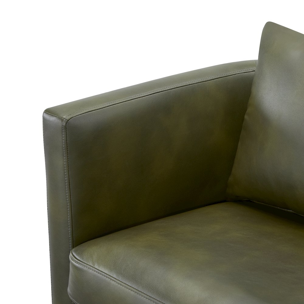 Sheldon Fern Green Faux Leather Swivel Barrel Chair