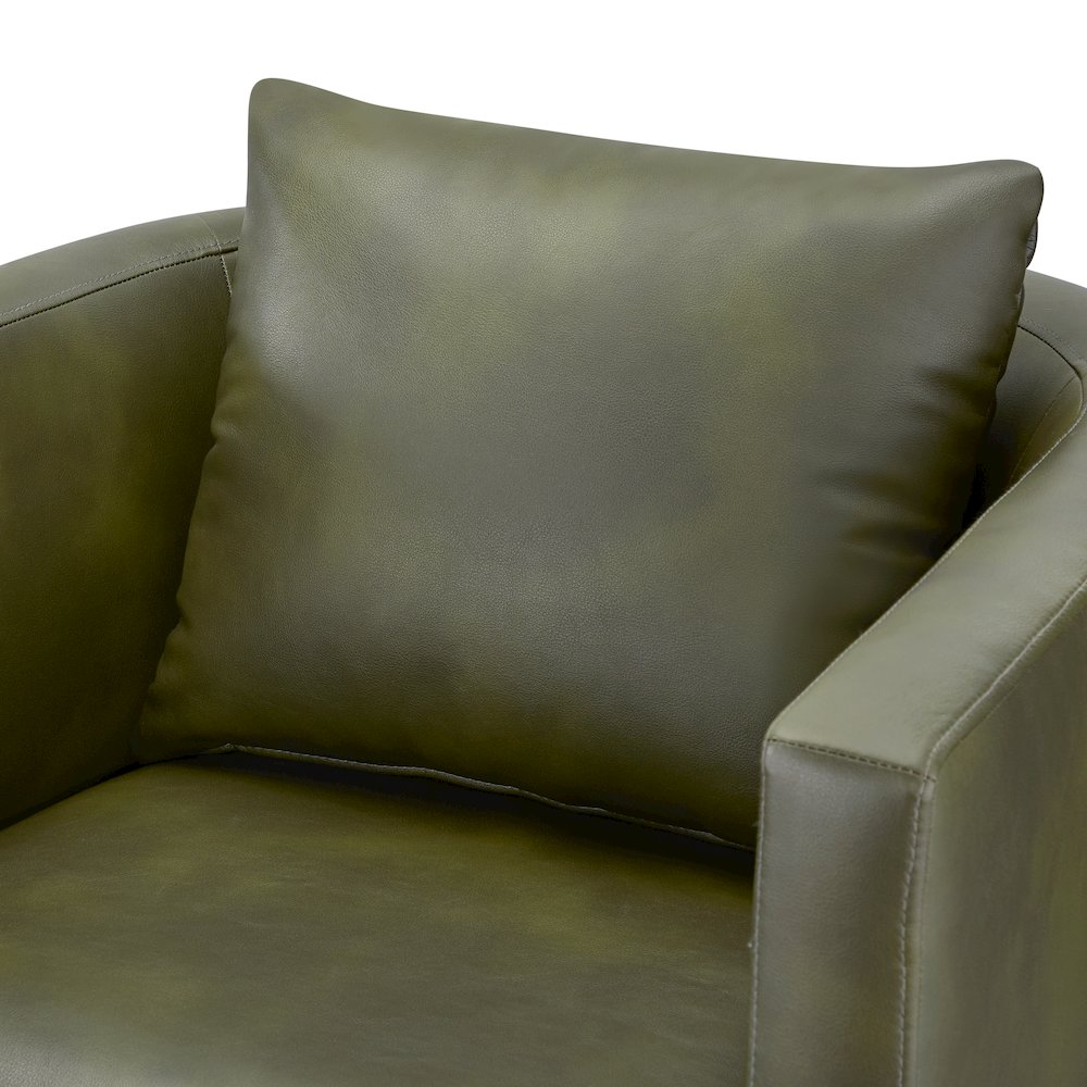 Sheldon Fern Green Faux Leather Swivel Barrel Chair
